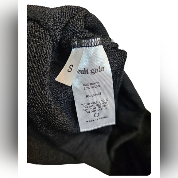 Cult Gaia Carla knit stretch cut out back flare sleeve NWT dress black - Picture 2 of 7